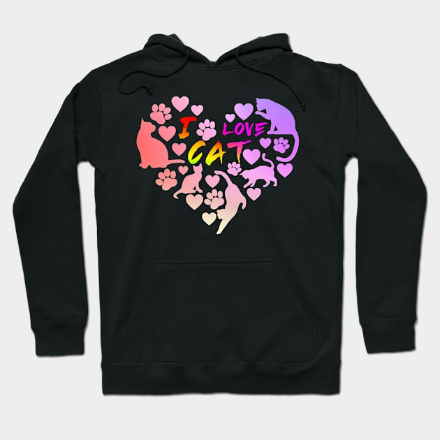 Cat Love: Playful and Cute Cat Design Hoodie by LycheeDesign